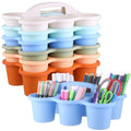 6 Pack Classroom Caddy Organizer with Handle, 6 Compartments, Morandi - color: Morandi