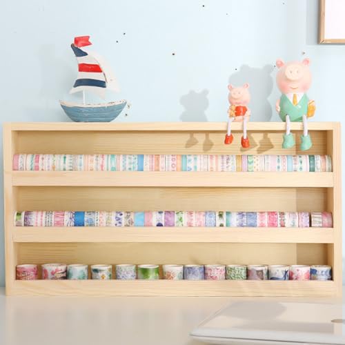 Wood 3 Layers Storage Organizer, Washi Tape Box with Hanging Hook, Divider Closet Container Holder for Sewing,Thread, Office Supplies, Craft Supplies, Jewelry, Accessories - color: 3 Layers