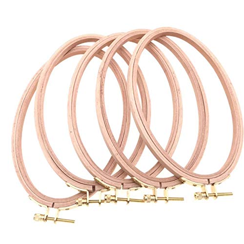 BWRMHME 8 X 5 Inch Beechwood Oval Embroidery Hoops Tightness Adjustable Wooden Cross Stitch Hoops Embroidery Tool Hand Craft Art Set of 5