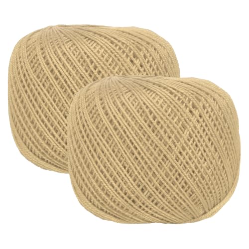 MECCANIXITY Crochet Thread Pearl Cotton Size 3 Khaki 2 Rolls - color: Khaki