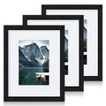 Hongkee 8x10 Black Picture Frames set of 3, Made of Wooden and Glass Photo frame - Displays Picture 5x7 with Mat or 8 x 10 without Mat, Desktop & Wall Collage Frame set - color: Black, size: 8x10 in