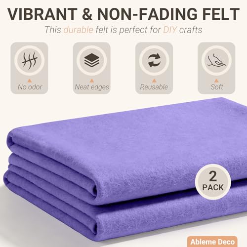 Felt Fabric Sheets 18" x 18" (2 Pack) 1.6mm Soft Craft Felt, Lavender - color: Lavender