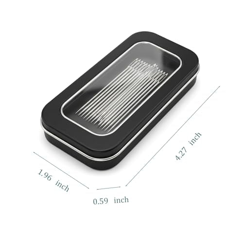 Magnetic Needle Case with 12 Needles, Clear Lid Sewing Needle Holder and Needle Storage Box for Standard Straight Pins, Safety Pins, Quilting, Embroidery & Crafts