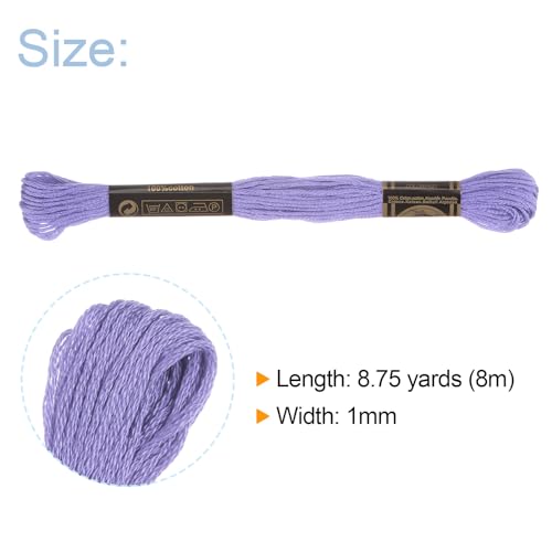 HARFINGTON 24 Skeins Embroidery Floss 8m Each Egyptian Long Fiber Cotton Cross Stitch Thread 26S/2x6 for Embroidery Projects Bracelet, Lavender - color: Lavender