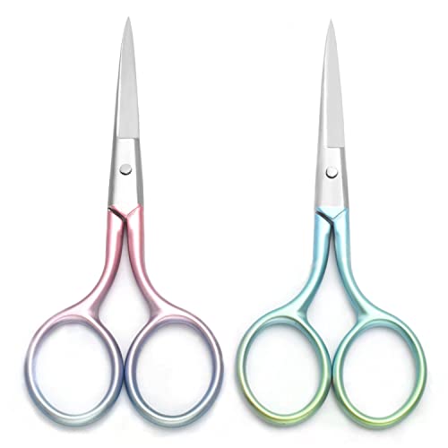 Multicolor Professional Grooming Scissors for Facial Hair Removal - color: Green+pink