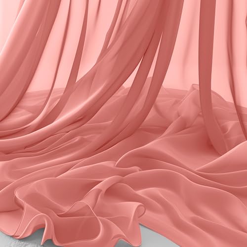 Horbaunal Rose Gold Chiffon Fabric by The Yard, 1 Yard Precut Sheer Fabric - color: Rose Gold, size: 1 Yard
