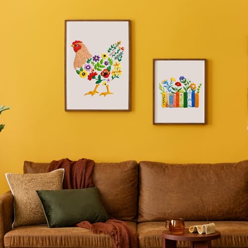 Louise Maelys Hen Embroidery Kit for Beginners Farmhouse DIY Craft - color: kit-35