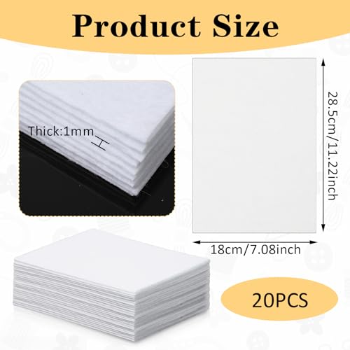 15Pcs White Stiff Felt Fabric Sheets, 8"x 12" Felt Sheets for Crafts(White)