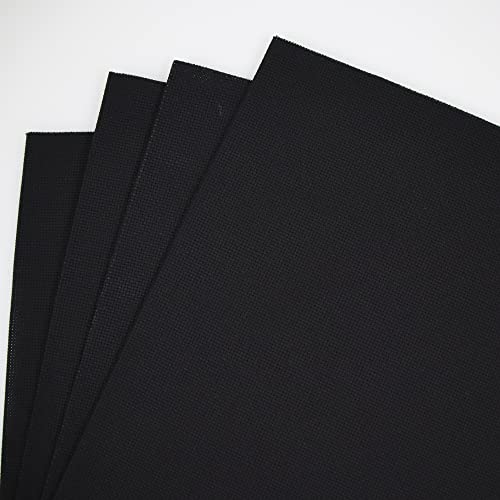 KCS 4/6 pc of 12" x 18" 30cmx45cm 16CT Counted Cotton Aida Cloth Cross Stitch Fabric (Black, 4 pc) - color: Black, size: 4 pc