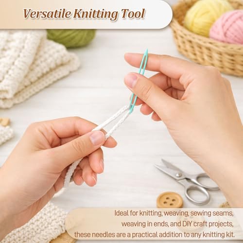 Mnvhoky Large Eye Plastic Yarn Needles Set, 7cm Knitting and Crochet Sewing Needles for Beginners, Colorful Weaving Tapestry Needles for DIY Craft Projects,200PCS