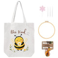 Nuberlic Bee Embroidery Tote Bag Kit for Beginners Stamped Embroidery - color: Bee