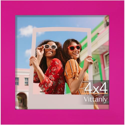 Vittanly 4x4 Picture Frame for Wall or Tabletop, Rose Red - color: Rose Red, size: 4x4