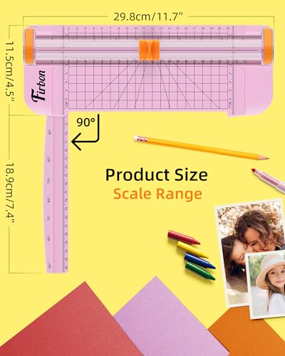 Firbon A5 Paper Cutter, Small Straight Paper Trimmer with Side Ruler - color: A5-pink