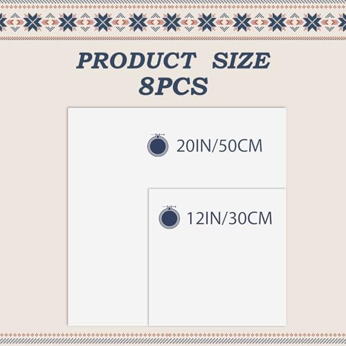 8 PCS 12 × 12 Inch Linen Embroidery Fabric Bright White - size: 12 × 12 Inch