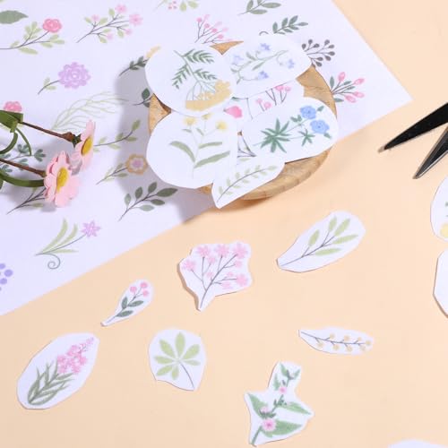 Grevosea 92 Pcs Water Soluble Embroidery Patterns, Stick and Stitch Embroidery Designs Water Soluble Stabilizer with Pre-Printed Flowers and Leaves for Beginner Embroidery Hand Sewing