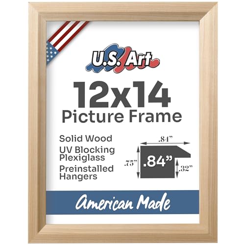 Unfinished Raw Wood 12x14 Picture Frame Beveled .84" Inch Wide - Unfinished Raw Wood Wall Decor Handmade Solid Wood Frames with Preinstalled Hangers and UV Blocking Plexiglass 14x12 Frame - color: Unfinished, size: 12x14
