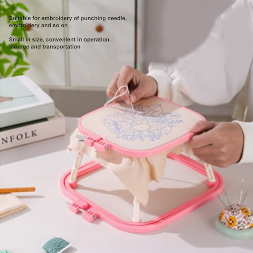 2-Layer Embroidery Frame Stand, Adjustable ABS Double Hoop - style: Watermelon Red