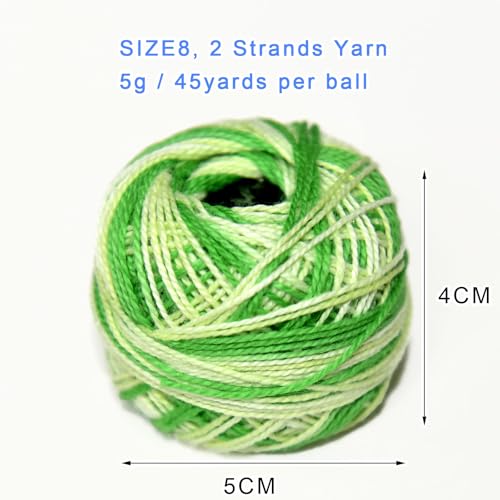 Crochet Thread 10 Balls Cardinal Size 8 for Crochet Hardanger Cross Stitch Needlepoint Hand Embroidery (Variegated Light Colors Series) - color: Variegated light colors