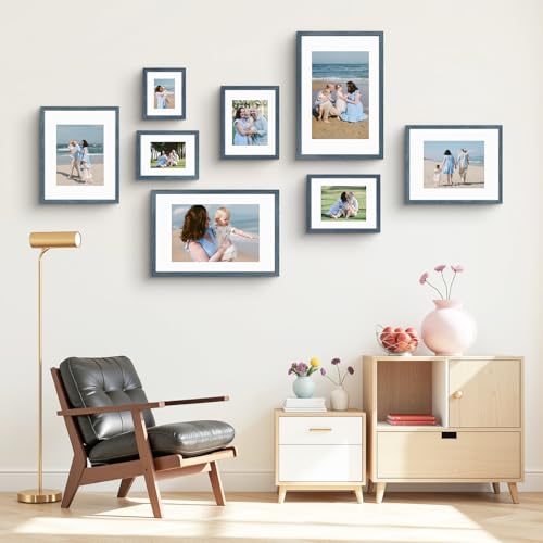Golden State Art 8x10 Blue Picture Frame Mat for 5x7 Real Glass - color: Blue, size: 8x10