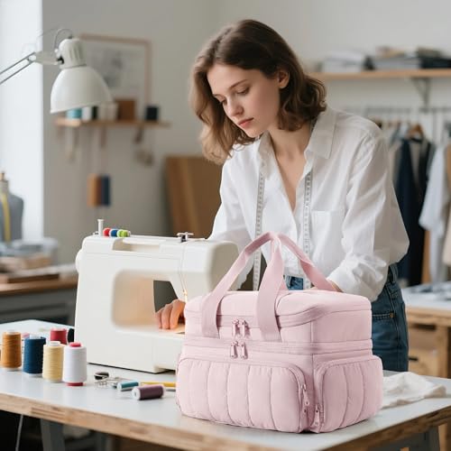 Marscamd Sewing Organizer Bag with Detachable Dividers, Pink (Bag Only) - color: Pink