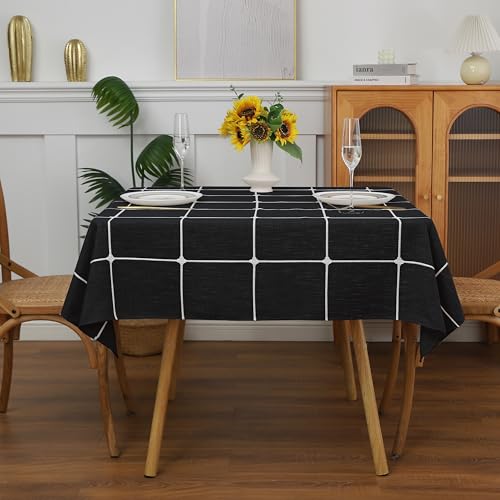 Gernaice Plaid Square Tablecloth Checkered Table Cloth 70” x 70” Black - color: Black, size: 70" x 70" (Square)