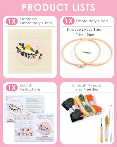 TINDTOP Punch Needle Kits, DIY Punch Embroidery Kits - color: Set B