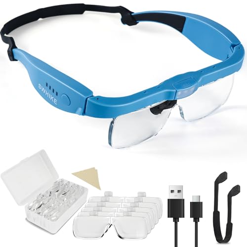 Magnifying Glass with Light Hands Free Magnifying Glasses Headset - color: Blue, size: Without Case