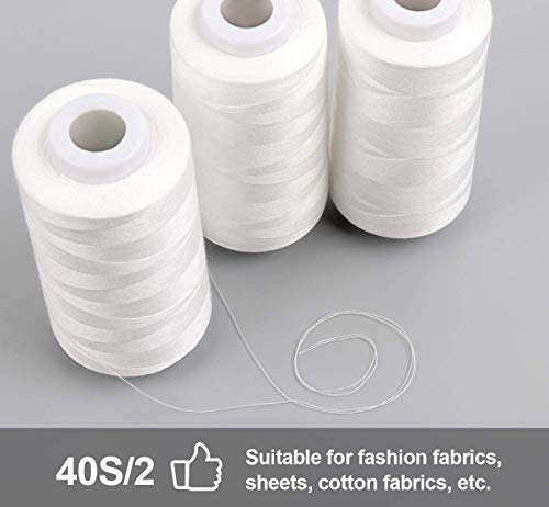 ilauke 4 x 3000 Yards Serger Thread, White 40S/2 Thread - color: White