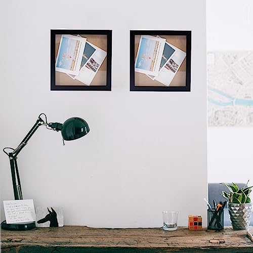 Muzilife 8x8 Shadow Box 3D Picture Frames, Wood, Real Glass, Black, 3 Pack - color: 3 Pcs 8x8-black