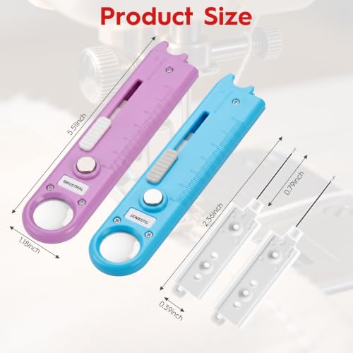 Sewing Machine Needle Threader, 5 in 1 Automatic Quick Threading Tool, Multifunctional Stitch Insertion Seam Guide with Seam Rippers for Quilting Alterations Tailoring(2 Pack,Blue/Purple) - color: Blue/Purple