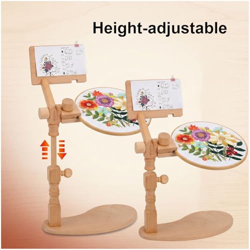 Naturezhen Embroidery Hoop Stand, 360°Adjustable Wooden Cross Stitch Holder