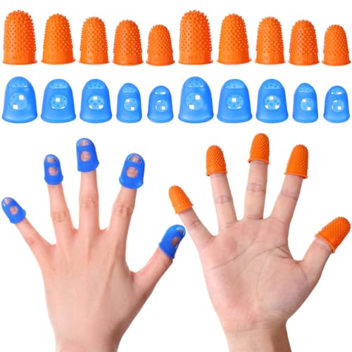Zonon 20 Pcs Rubber Thimble Finger Protector,Blue,Orange - color: Blue,orange