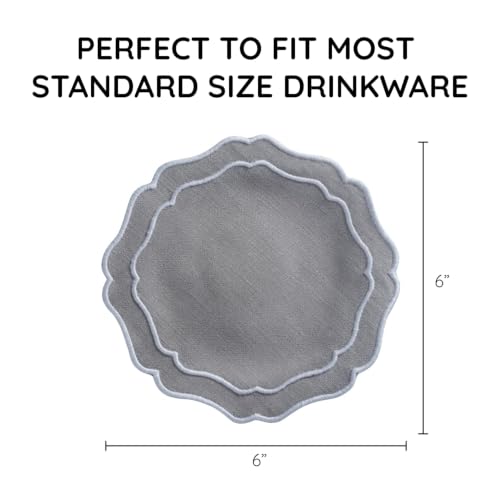 Linen Coasters for Drinks, Set of 6, 6 inch, Grey - color: 1245 - Grey, size: 6 inches