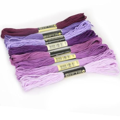 8Pcs 7.5m Purple Cotton Stitch Embroidery Thread Floss DIY Friendship Bracelets Floss Craft Sewing Skeins Fashion Embroidery Floss for Arts, Crafts and Sewing - color: PURPLE