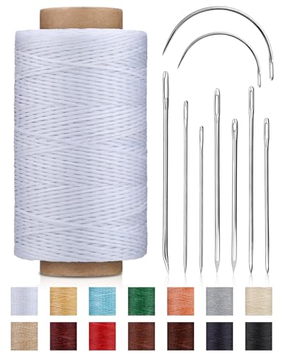 218 Yards Upholstery Thread Heavy Duty Waxed Leather Thread Sewing Kit - color: White