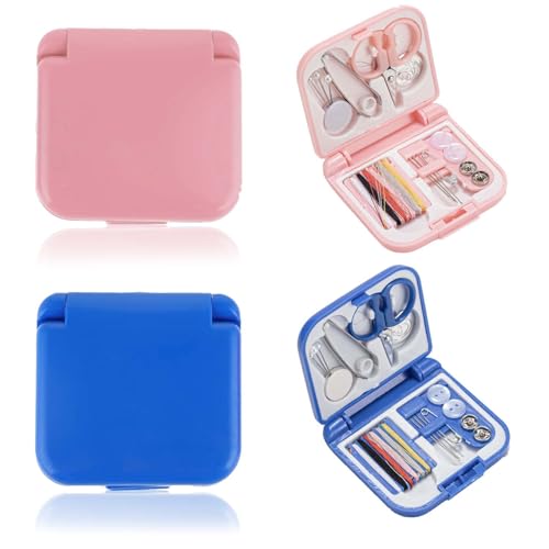2 Pack Mini Travel Sewing Kit, Portable Sewing Kit, Emergency Sewing Travel Small, Beginners DIY Sewing Thread Needle Threader Scissors Kit for Women, Mom, Traveler, Adults, Beginner