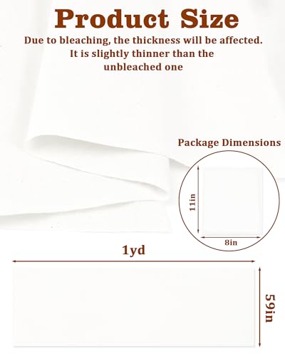 FIVEIZERO 100% Cotton Muslin Fabric by The Yard,59in x 1yd White Bleached Cotton Muslin Cloths–Medium Weight Beige Calico Fabric for Sewing,Quilting,Embroidery,Crafts & Apparel Projects - color: White, size: 1 yard pre cut
