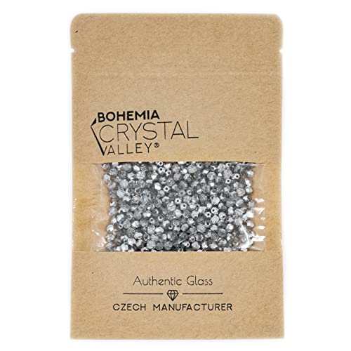 100 pcs of Faceted Fire Polished Pressed Czech Glass Beads 4mm (0.16in), Crystal Silver Aluminum Labrador 00030-27001 BCV - color: Crystal Silver Aluminum Labrador