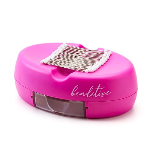 Beaditive Magnetic Pin Cushion with Drawer - Strong Magnet Pin Holder Cushions for Sewing - 50 Glass Head Quilting Pins Included - Chic Pincushion Caddy for Sewing Pins, Paper Clips, Screws – Fuchsia - color: Fuchsia