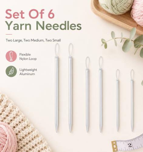 6 Pcs Yarn Needles, Tapestry Needles for Yarn, Sewing, Knitting, Crochet