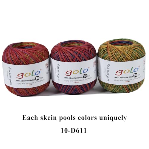 golo Crochet Thread Size10 Space-Dyed Yarn for Hand Knitting D611 - color: D611