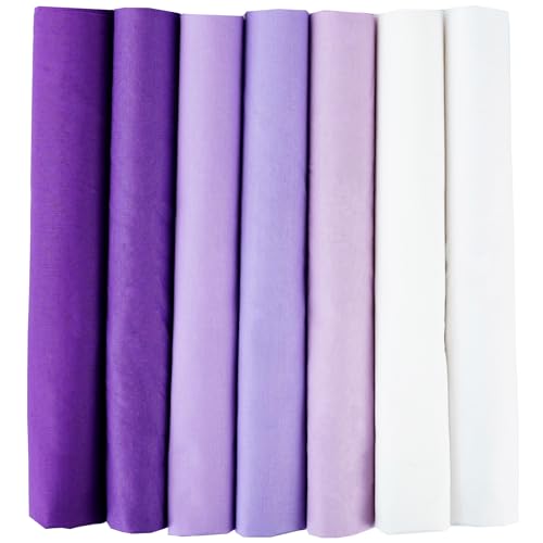 7PCS Solid Color Cotton Fabric Squares 20" x 20" Fat Quarter Fabric Bundles Craft Fabric for Patchwork Sewing Quilting Crafting DIY (Purple) - color: Purple