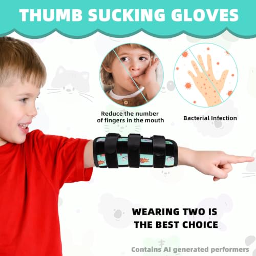 2PCS Thumb Sucking Guard, Thumb Guard for Thumb Sucking(Green Animal) - color: Green Animals