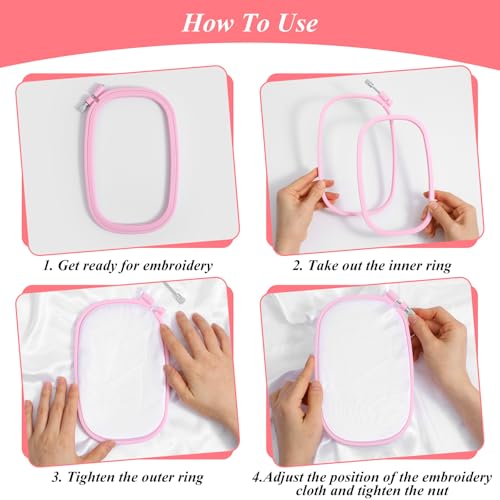 Afcabakila 5 Pack Rectangular Embroidery Hoops Set, 5 Size ABS Plastic Candy Color Cross Stitch Hoop Reusable Embroidery Frames Rings for DIY Embroiderys Craft Sewing Needlework