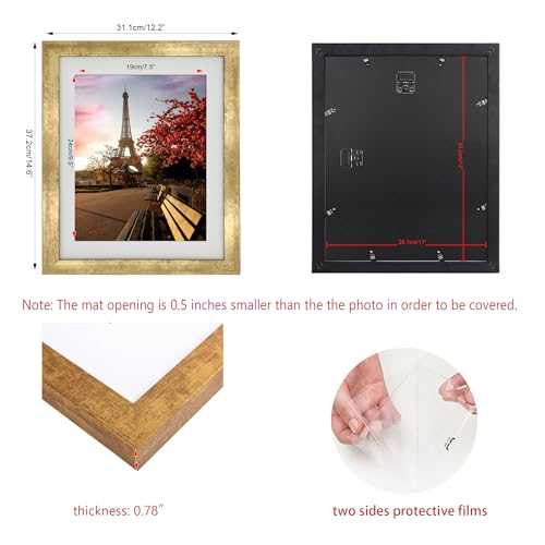 11x13 Photo Frame Gallery Picture frame with 8x10 mat,Freestanding and Wall Mountable,Gold - color: Gold, size: 11x13