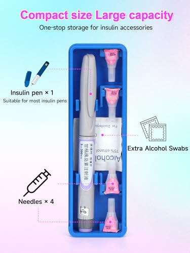 YOUSHARES Travel Case for GLP-1 Pens, Portable Insulin Pen Case with Adjustable Slots for Different Sized GLP1 Pens, Waterproof Storage Organizer Diabetes Pen Protector for Travel and Daily Use - color: P1_blue