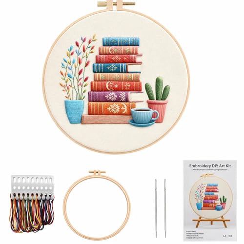 CZFSWT Embroidery Kit, Mini Embroidery Kit, Cross Stitch Kit with Instructions, 20cm Bamboo Embroidery Hoop Suitable for Handicraft Enthusiasts, DIY Gifts and Home Decor