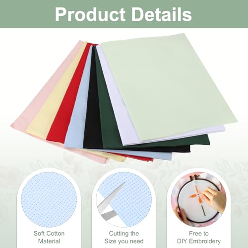 PATIKIL 14 Count Cross Stitch Cloth 19"x28", Embroidery Cotton Fabric DIY Cross Stitch for Handmade Needlework Art Crafts Machine Embroidery, Sky Blue - color: Sky Blue, size: 19"x28"