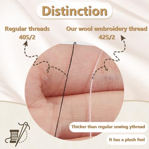 42S/2 Wool Embroidery Thread 1500m Wool & Acrylic Fibers Embroidery Floss Hand Sewing Thread Sewing Machine Kit Needlepoint Thread for Sewing DIY Craft Cross Stitch Threads (Pink) - color: Pink