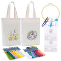 BERYA 2 Pack Canvas Tote Bag DIY Needlepoint Embroidery Kit for Beginners - color: Summer Garden& Fly song